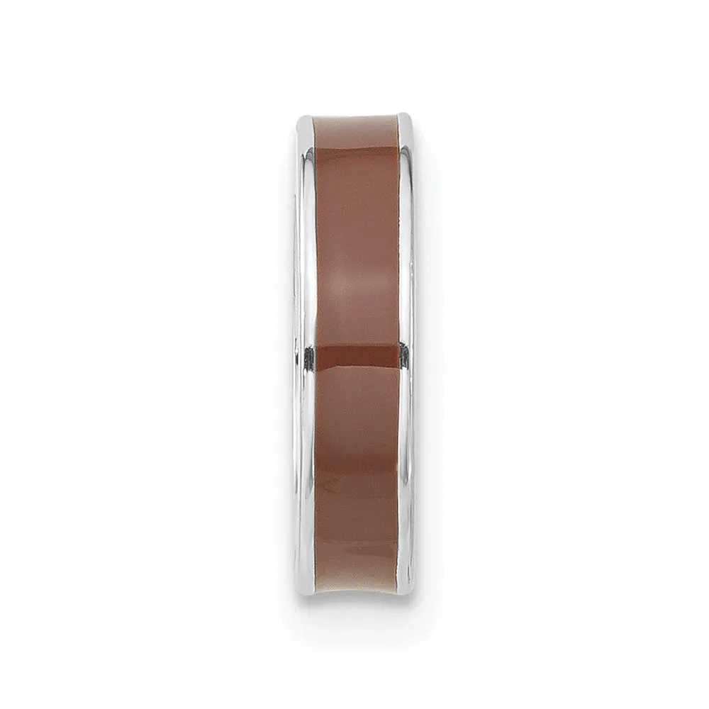 Sterling Silver Stackable Expressions Brown Enamel Pendant