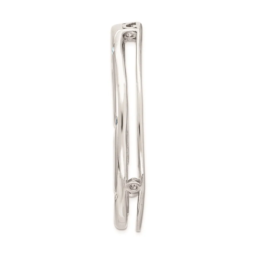 Sterling Silver Stackable Expressions Large Polished Blue Topaz Chain Slide