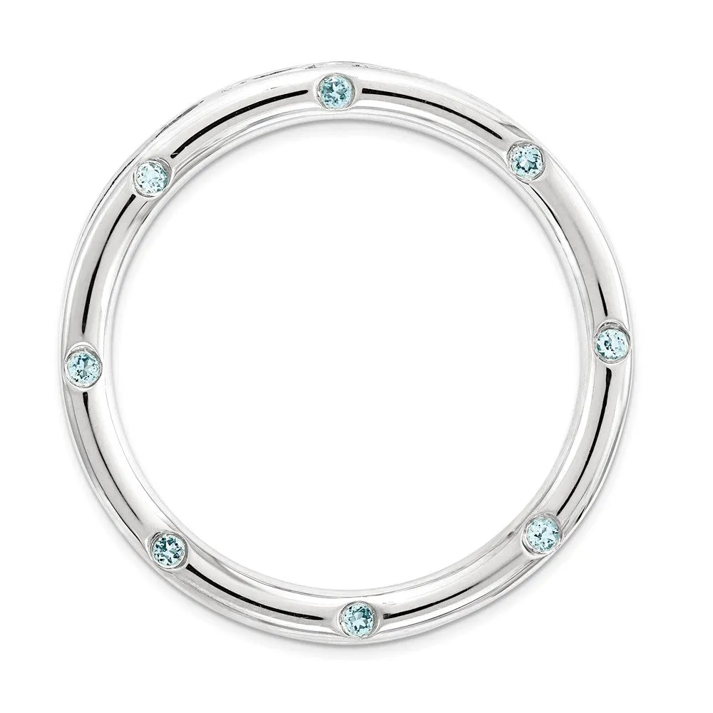 Sterling Silver Stackable Expressions Large Polished Blue Topaz Chain Slide