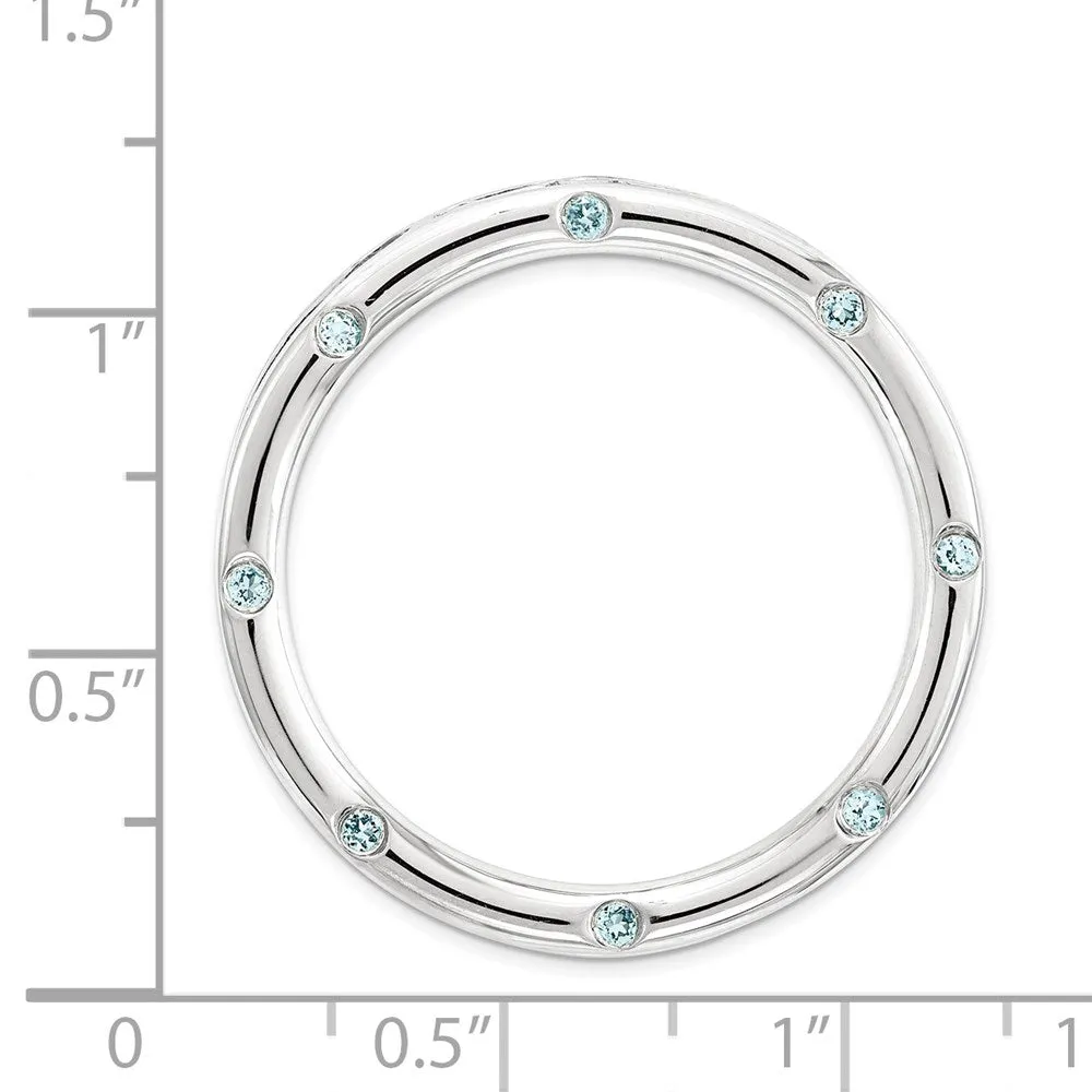 Sterling Silver Stackable Expressions Large Polished Blue Topaz Chain Slide