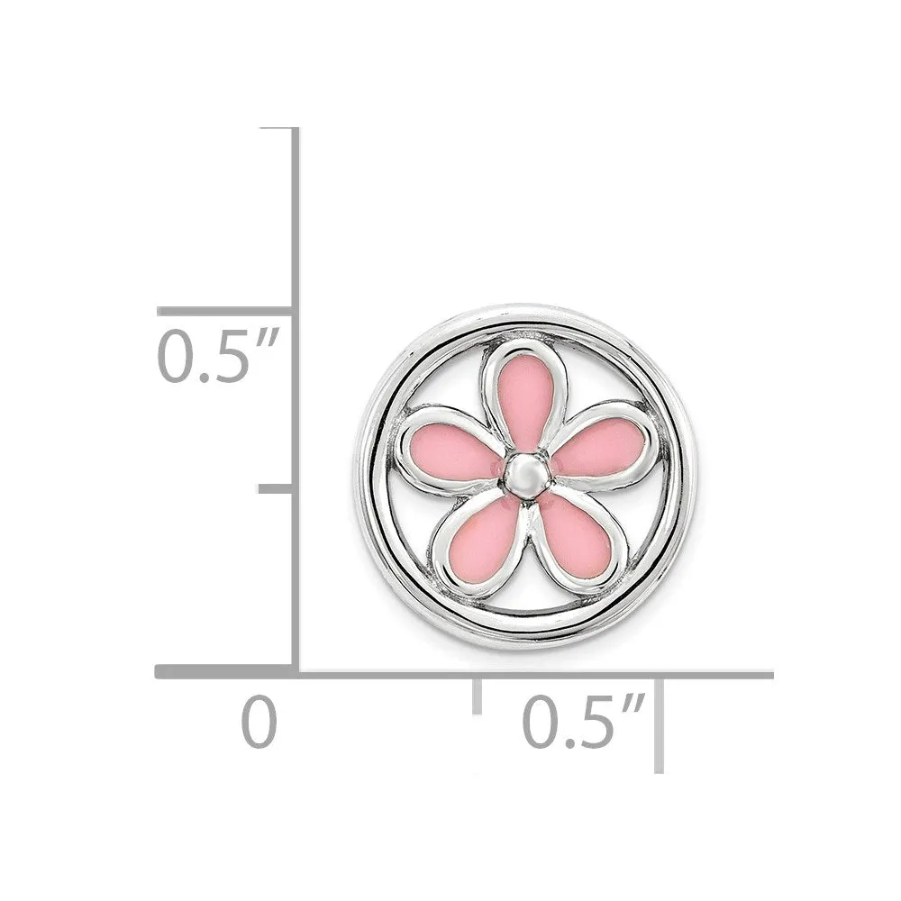 Sterling Silver Stackable Expressions Sm Pink Enameled Flower Chain Slide