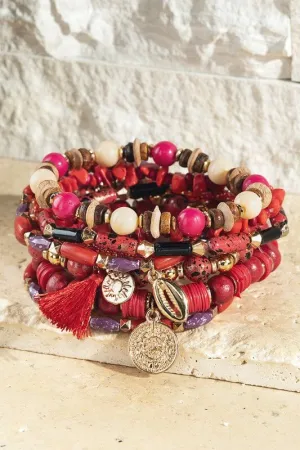 Stretchy Bracelet Stack- Cayenne