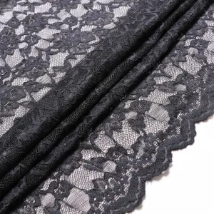 Stretchy Corded Lace fabric - Black