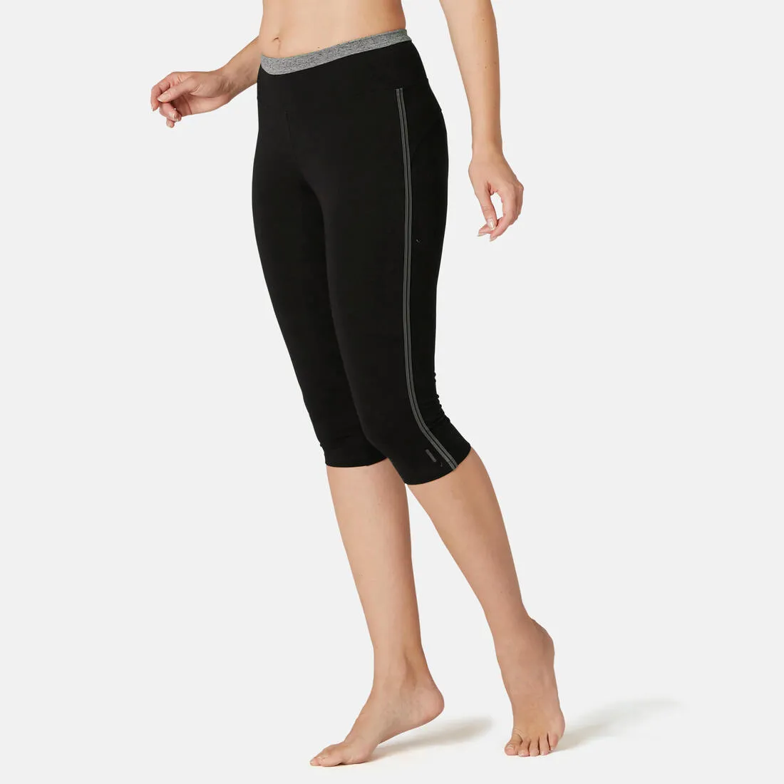 Stretchy Cotton Fitness Cropped Bottoms - Black