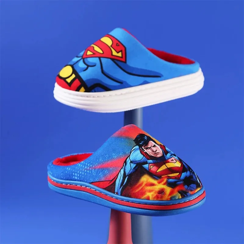 Superman Blue Waterproof Sole Warm Winter Slippers #2329 A