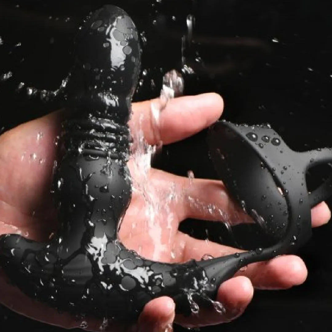 Thunder Plugs Thrusting Silicone Anal Vibrator w/ Cock & Ball Strap