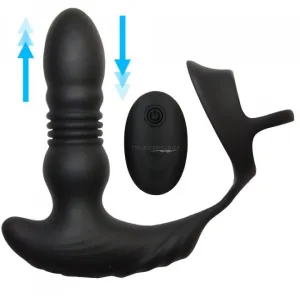 Thunder Plugs Thrusting Silicone Anal Vibrator w/ Cock & Ball Strap
