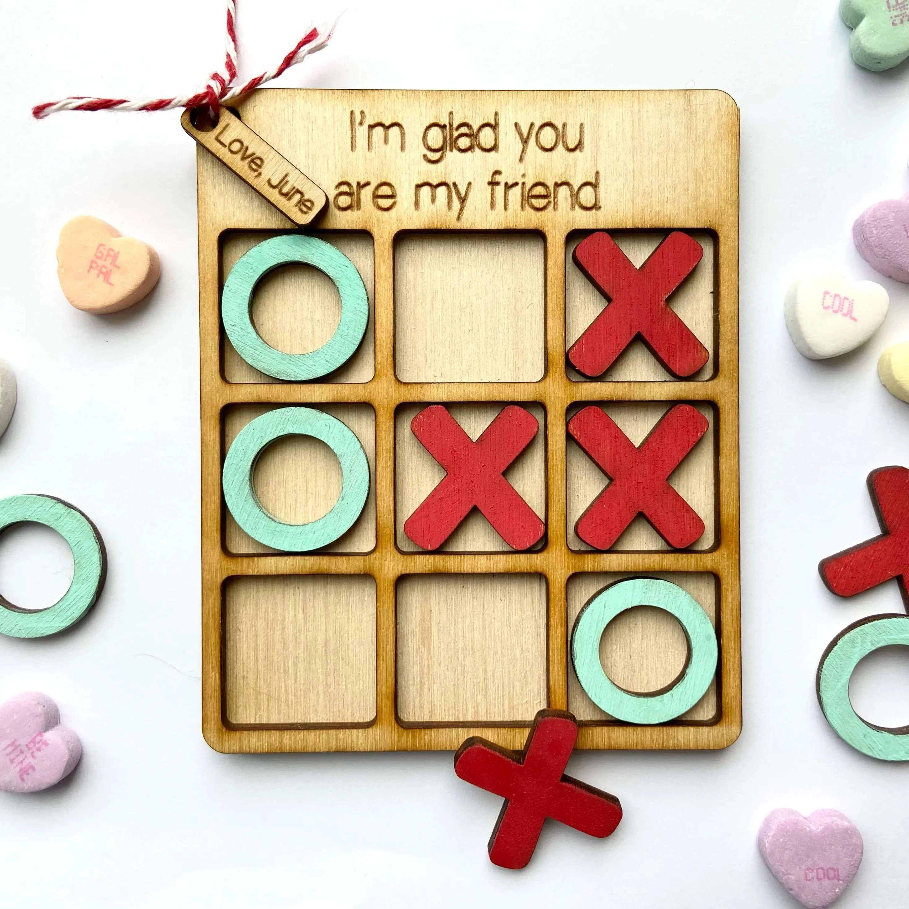 Tic Tac Toe Game - 7" Standard Size - with a name-tag and 10 tokens
