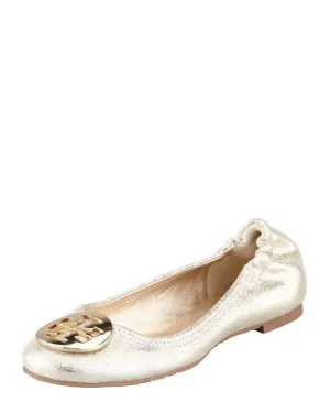 TORY BURCH REVA METALLIC GOLD BALLET FLATS