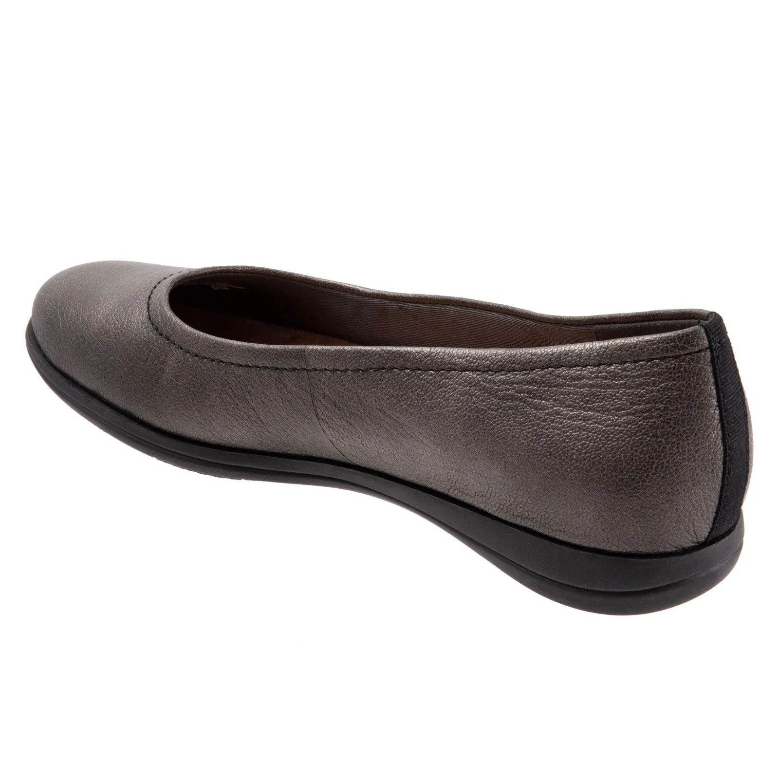 Trotters Darcey T1904-033 Womens Gray Wide Leather Ballet Flats Shoes