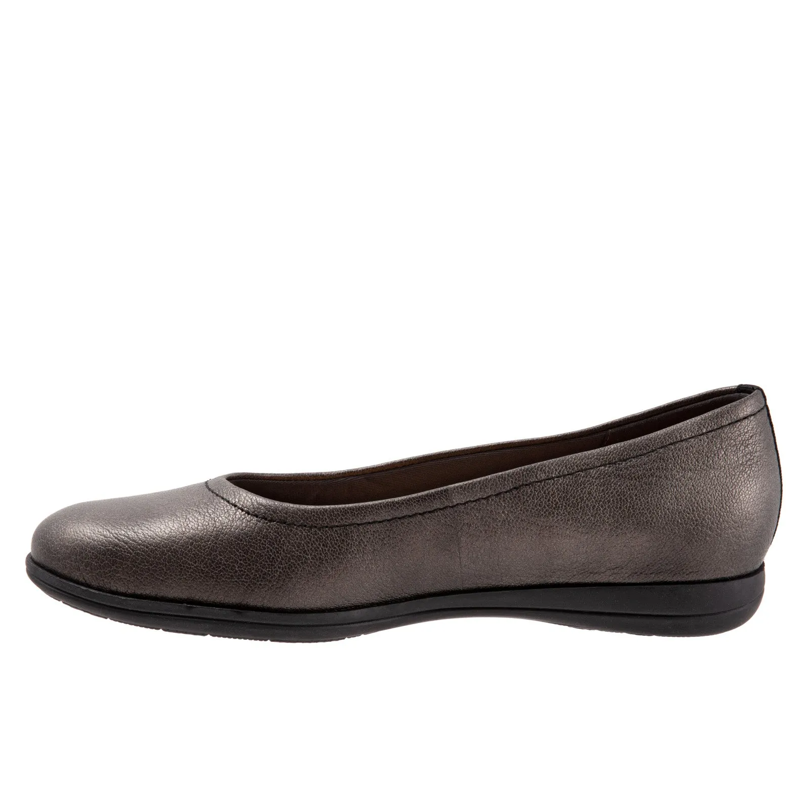 Trotters Darcey T1904-033 Womens Gray Wide Leather Ballet Flats Shoes