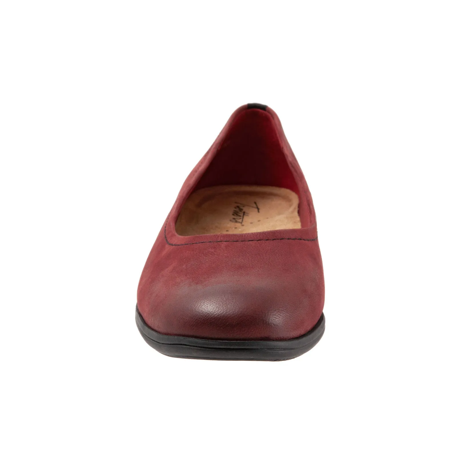Trotters Darcey T1904-601 Womens Red Narrow Leather Ballet Flats Shoes