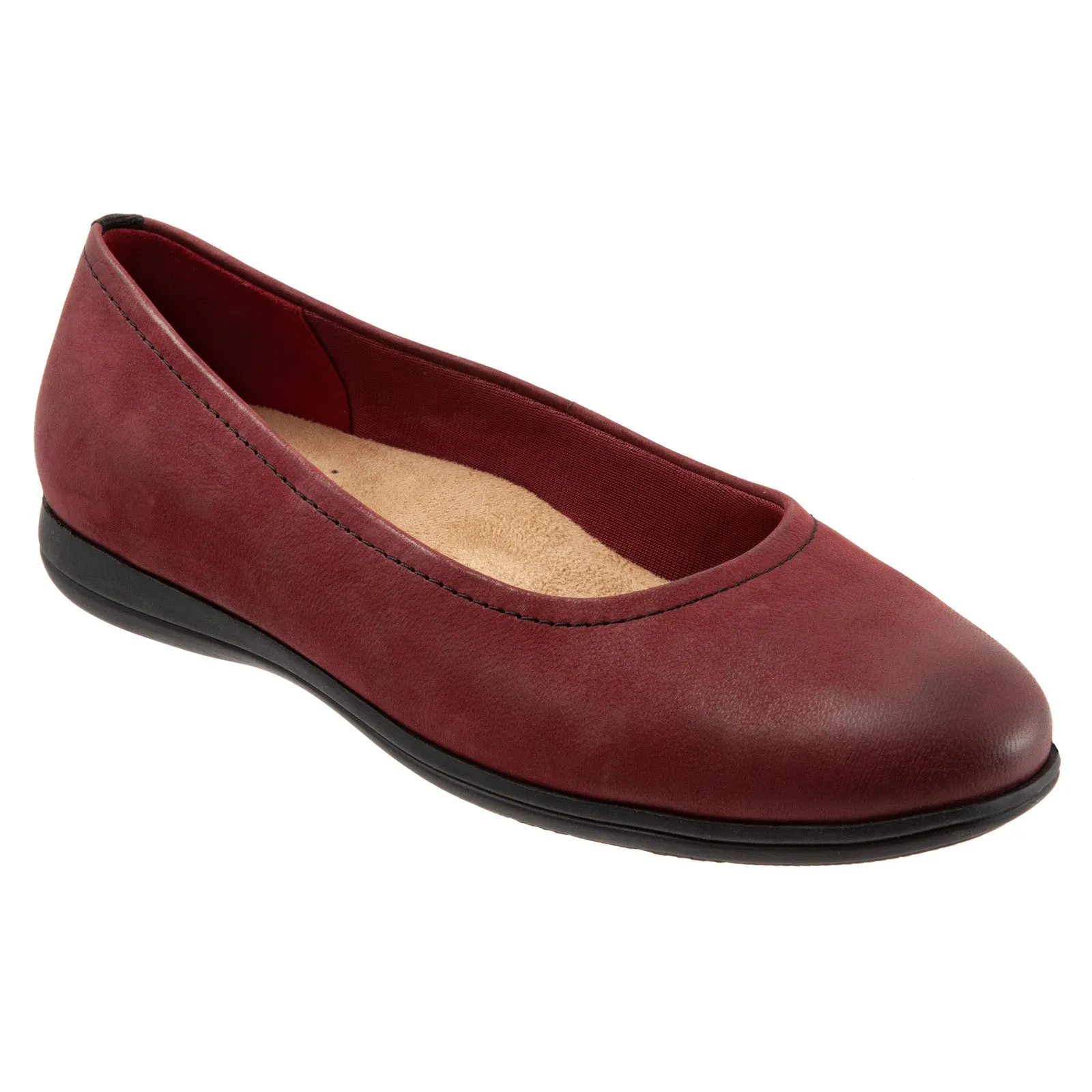 Trotters Darcey T1904-601 Womens Red Narrow Leather Ballet Flats Shoes