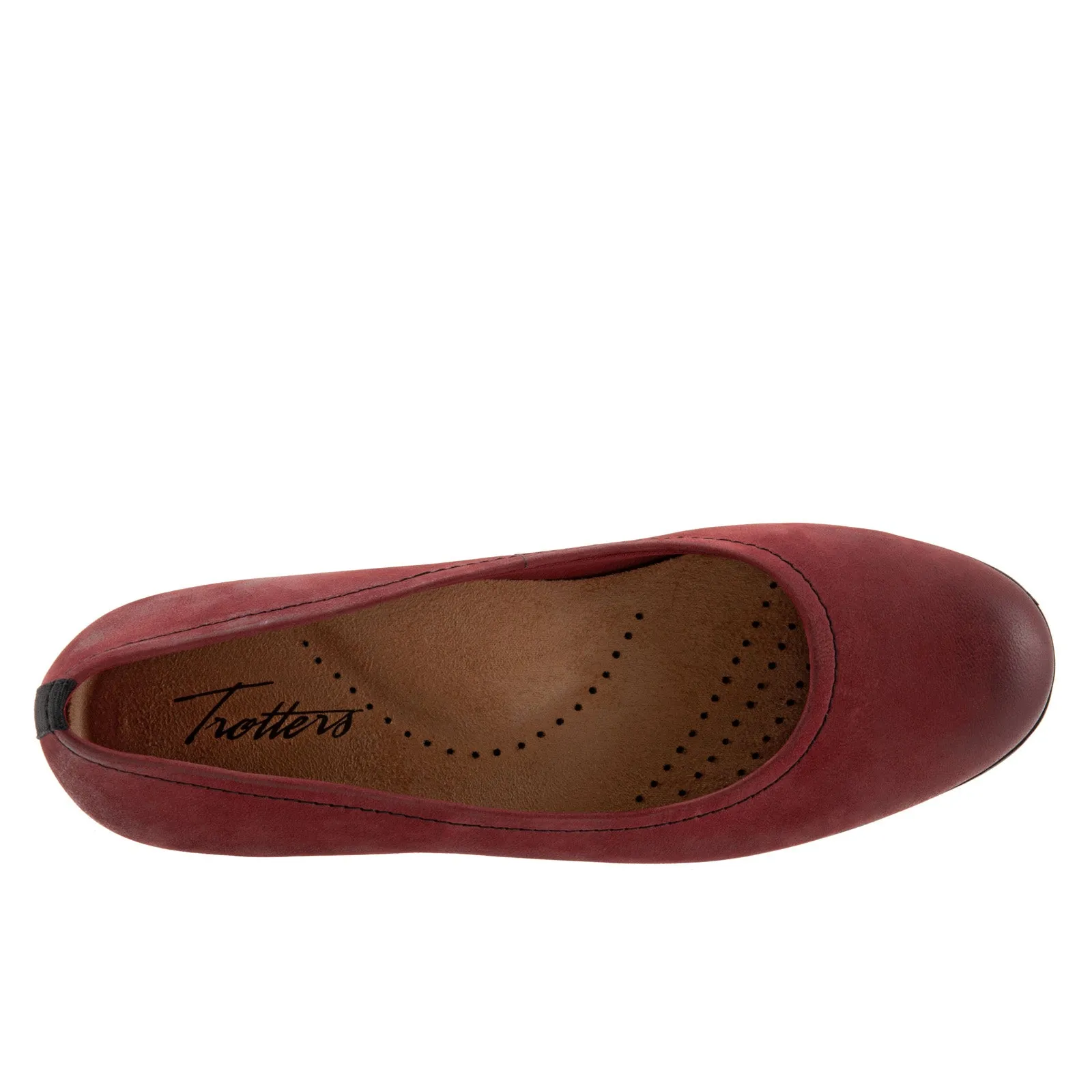 Trotters Darcey T1904-601 Womens Red Narrow Leather Ballet Flats Shoes