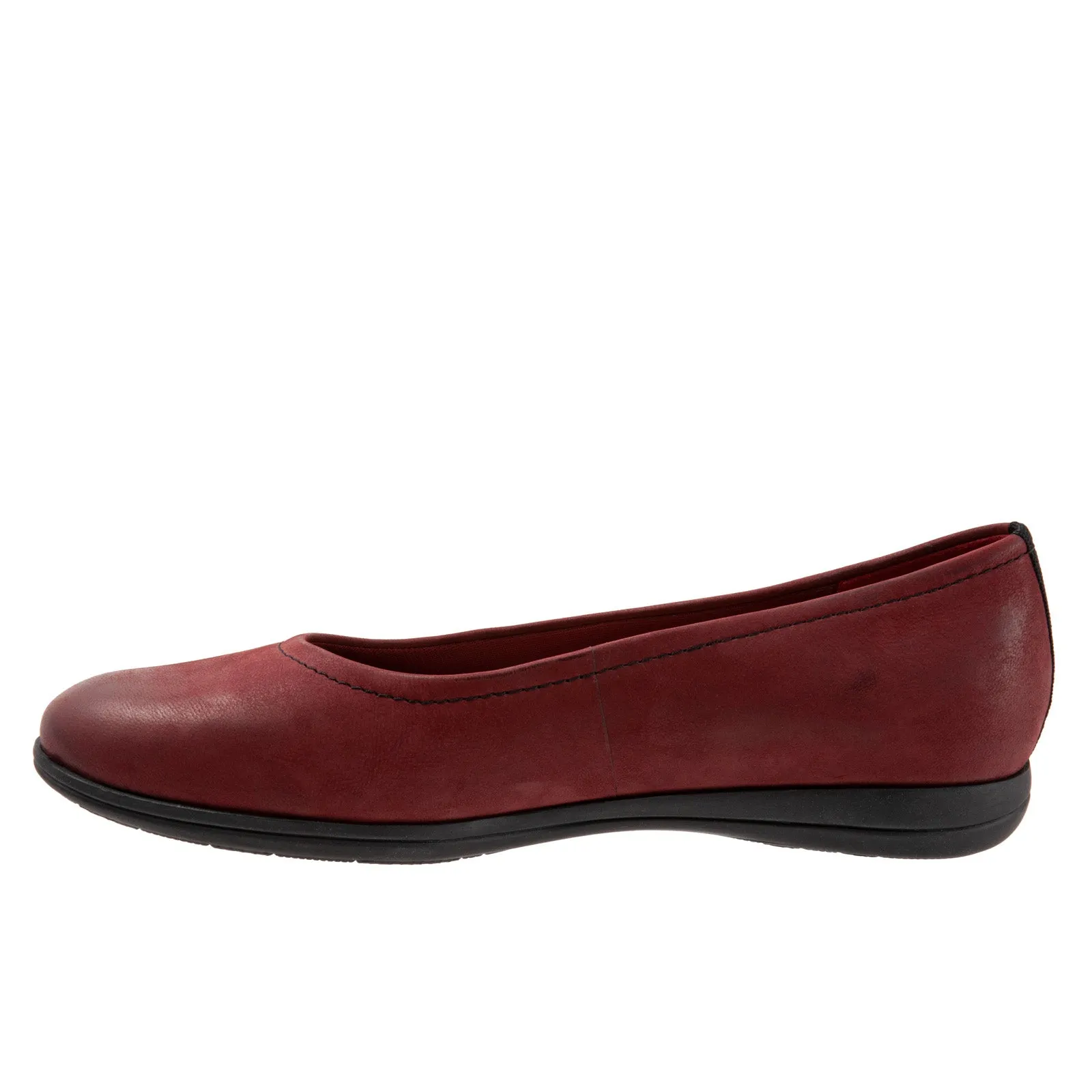 Trotters Darcey T1904-601 Womens Red Narrow Leather Ballet Flats Shoes