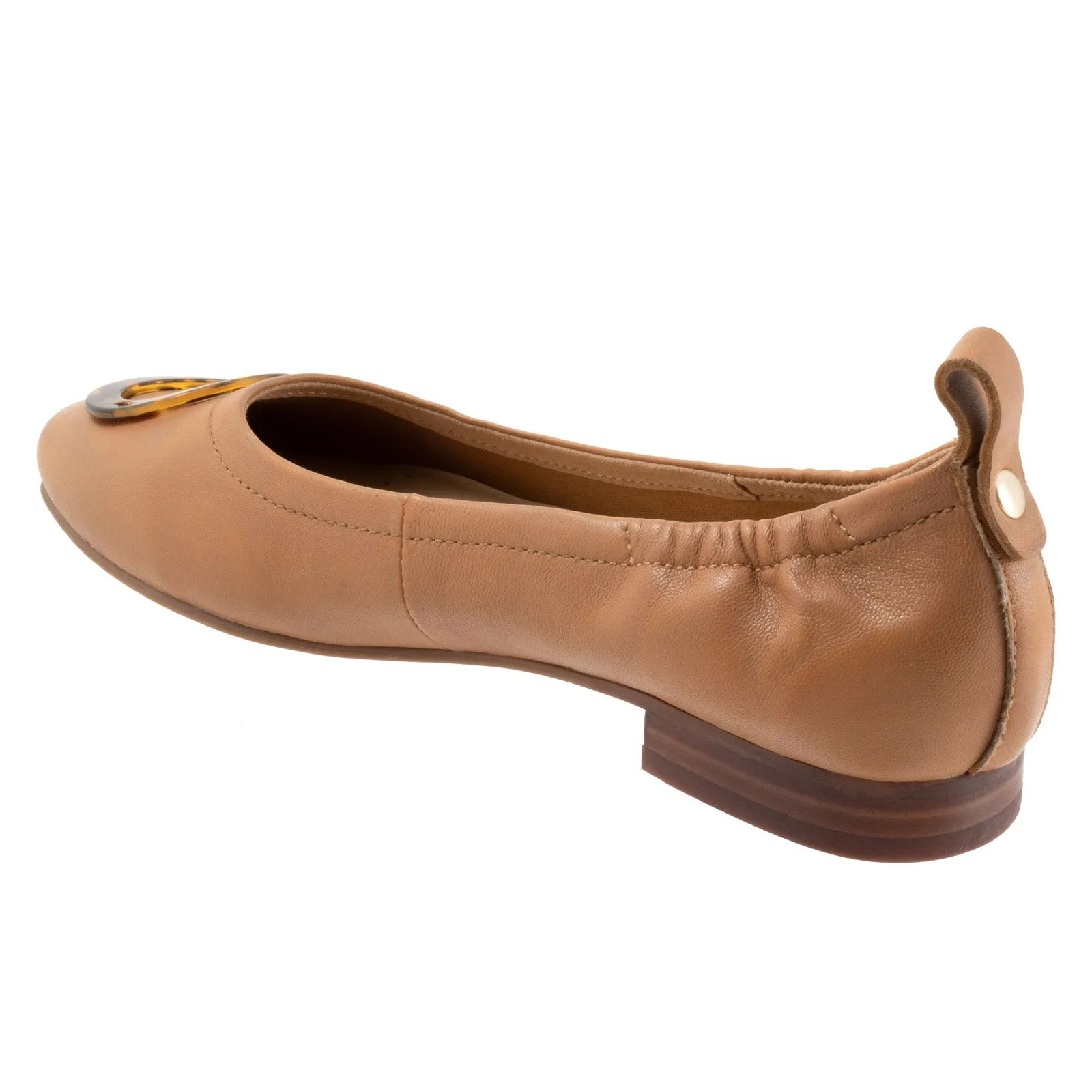 Trotters Gia Ornamen T2324-215 Womens Brown Leather Ballet Flats Shoes