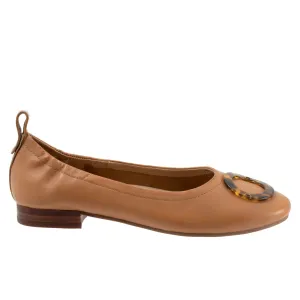 Trotters Gia Ornamen T2324-215 Womens Brown Leather Ballet Flats Shoes