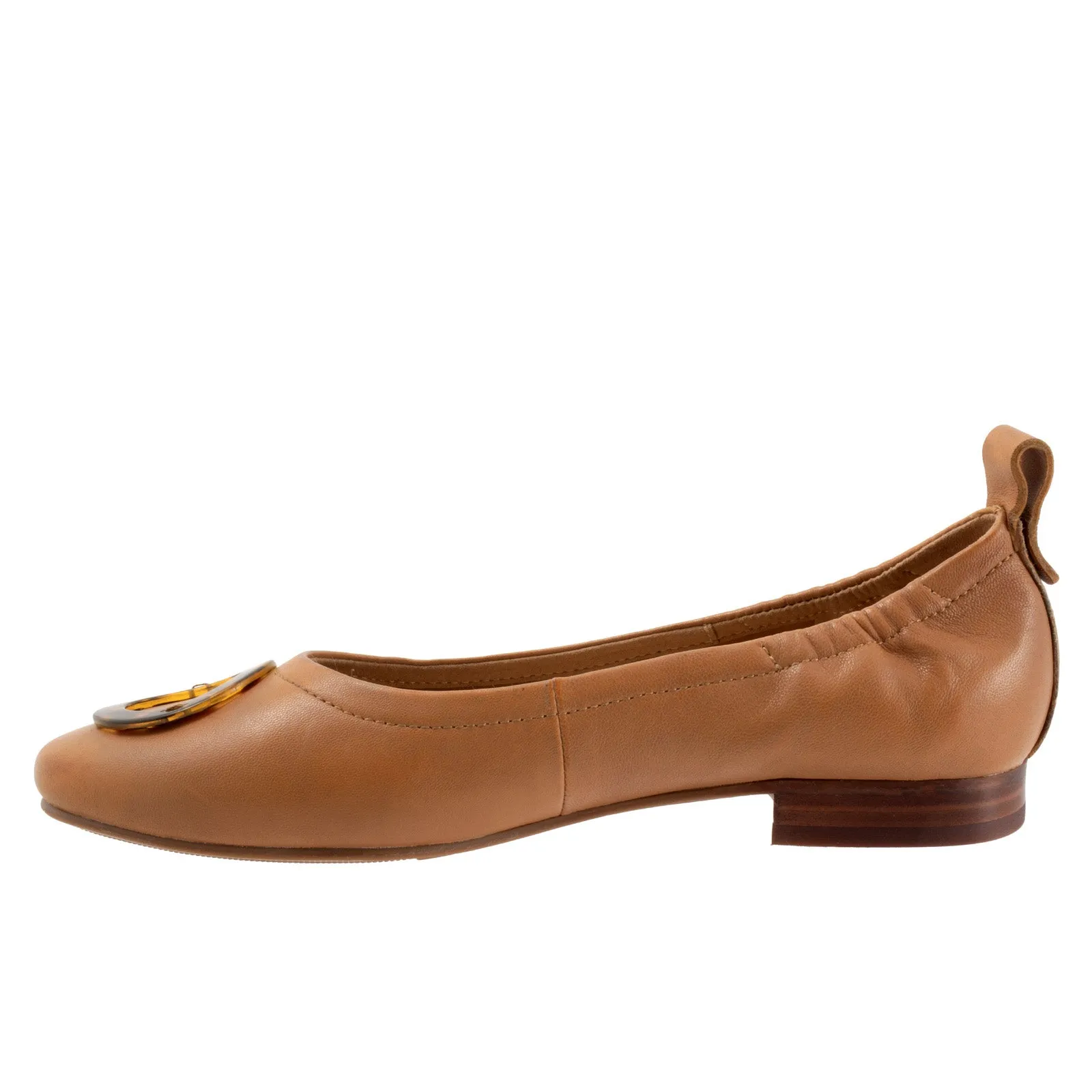 Trotters Gia Ornamen T2324-215 Womens Brown Leather Ballet Flats Shoes