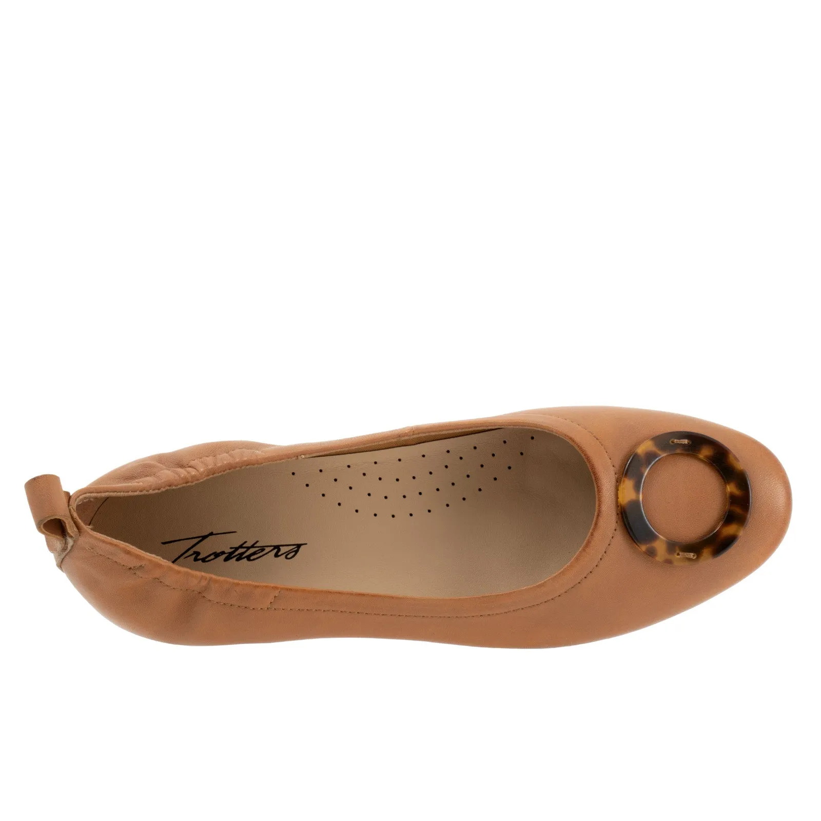 Trotters Gia Ornamen T2324-215 Womens Brown Leather Ballet Flats Shoes