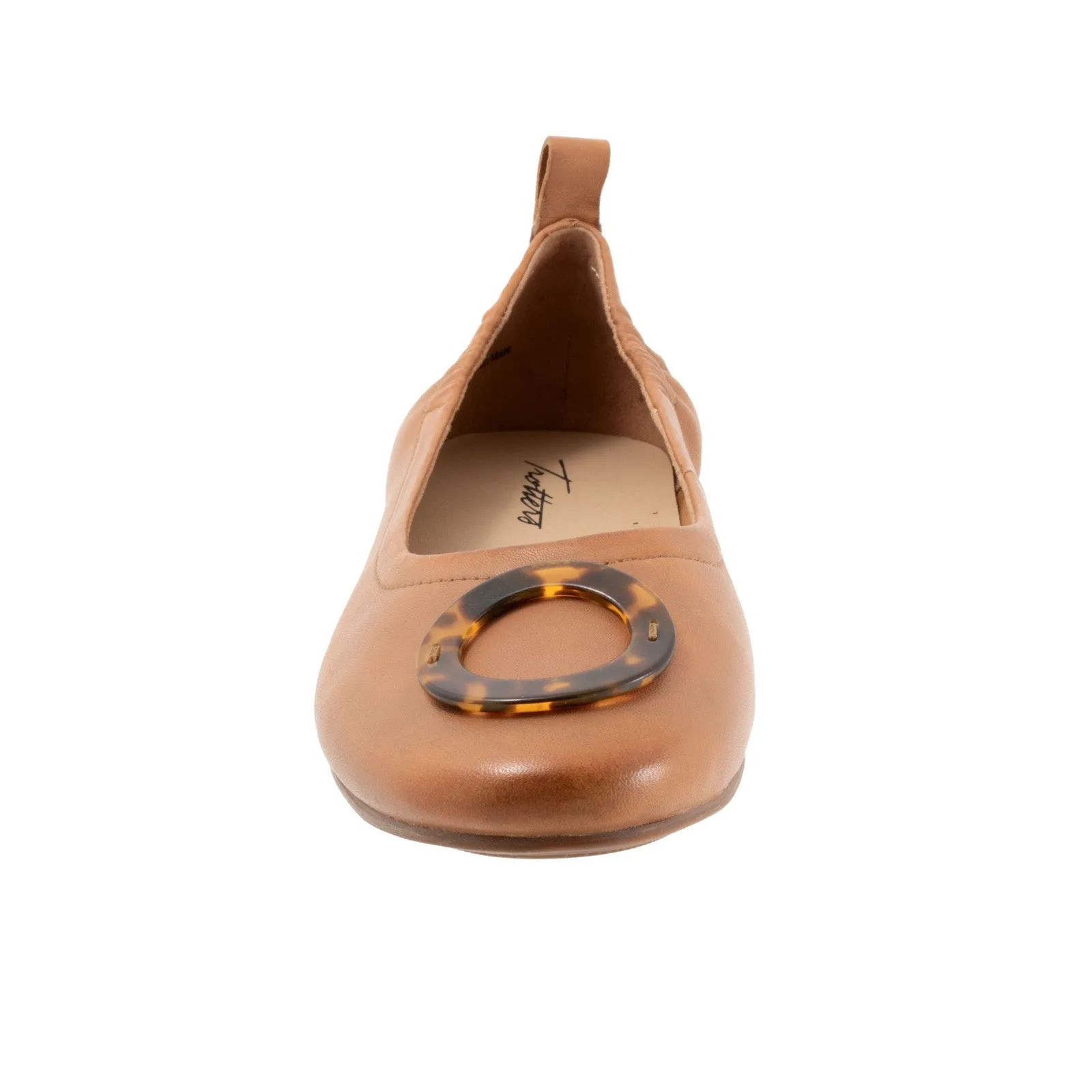Trotters Gia Ornamen T2324-215 Womens Brown Leather Ballet Flats Shoes
