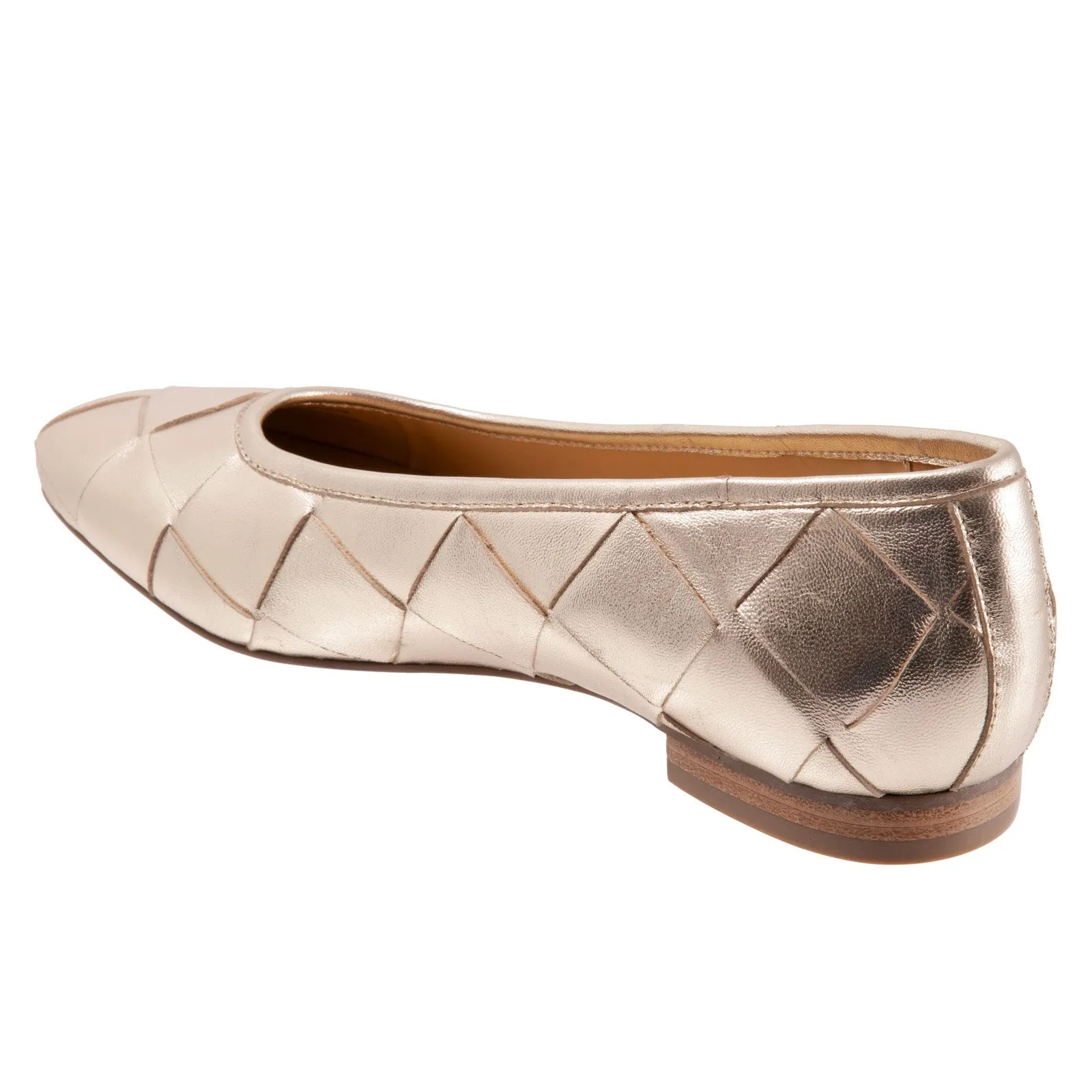 Trotters Hanny T2125-710 Womens Gold Leather Slip On Ballet Flats Shoes
