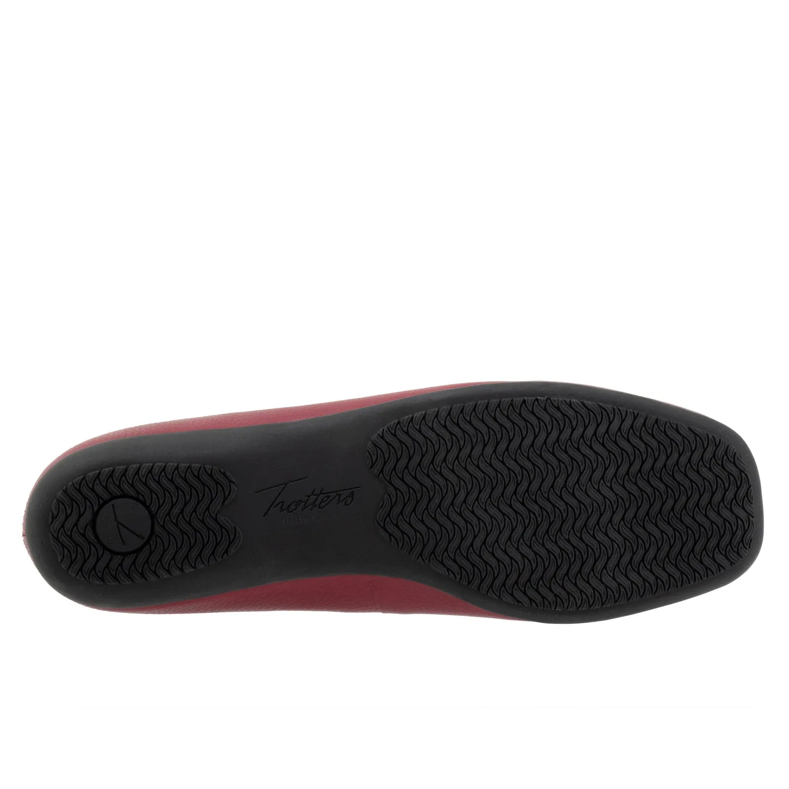 Trotters Sabine T2255-642 Womens Red Wide Leather Ballet Flats Shoes