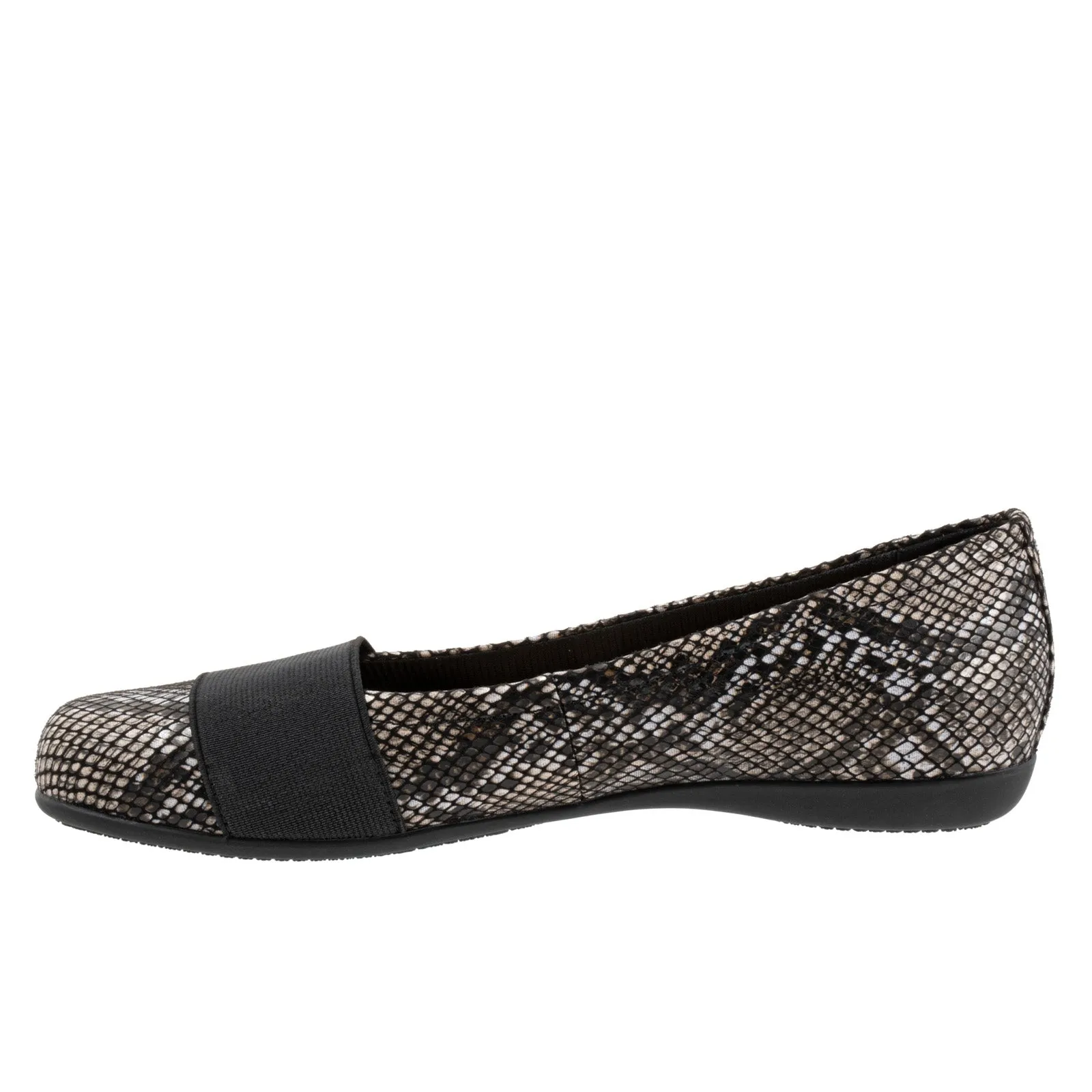Trotters Samantha T1812-018 Womens Black Leather Slip On Ballet Flats Shoes