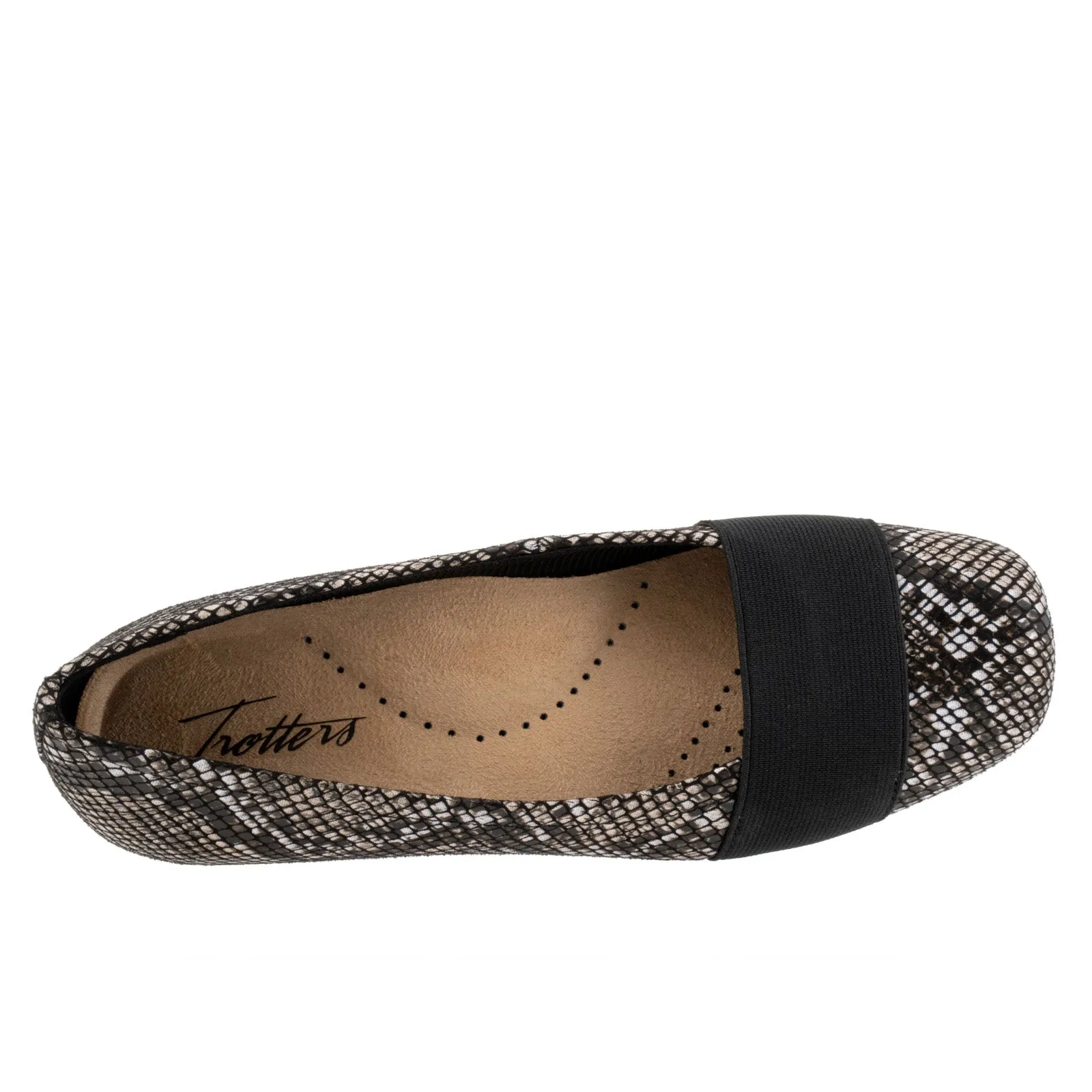 Trotters Samantha T1812-018 Womens Black Leather Slip On Ballet Flats Shoes