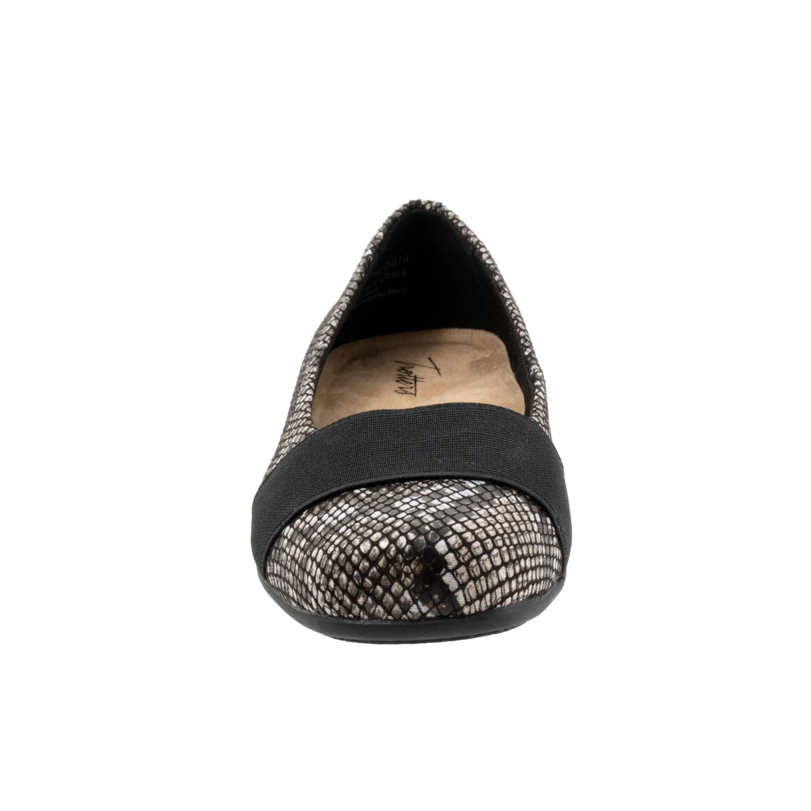 Trotters Samantha T1812-018 Womens Black Leather Slip On Ballet Flats Shoes