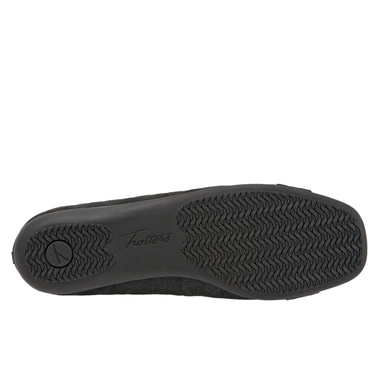 Trotters Sizzle Sign T1251-015 Womens Black Wide Leather Ballet Flats Shoes