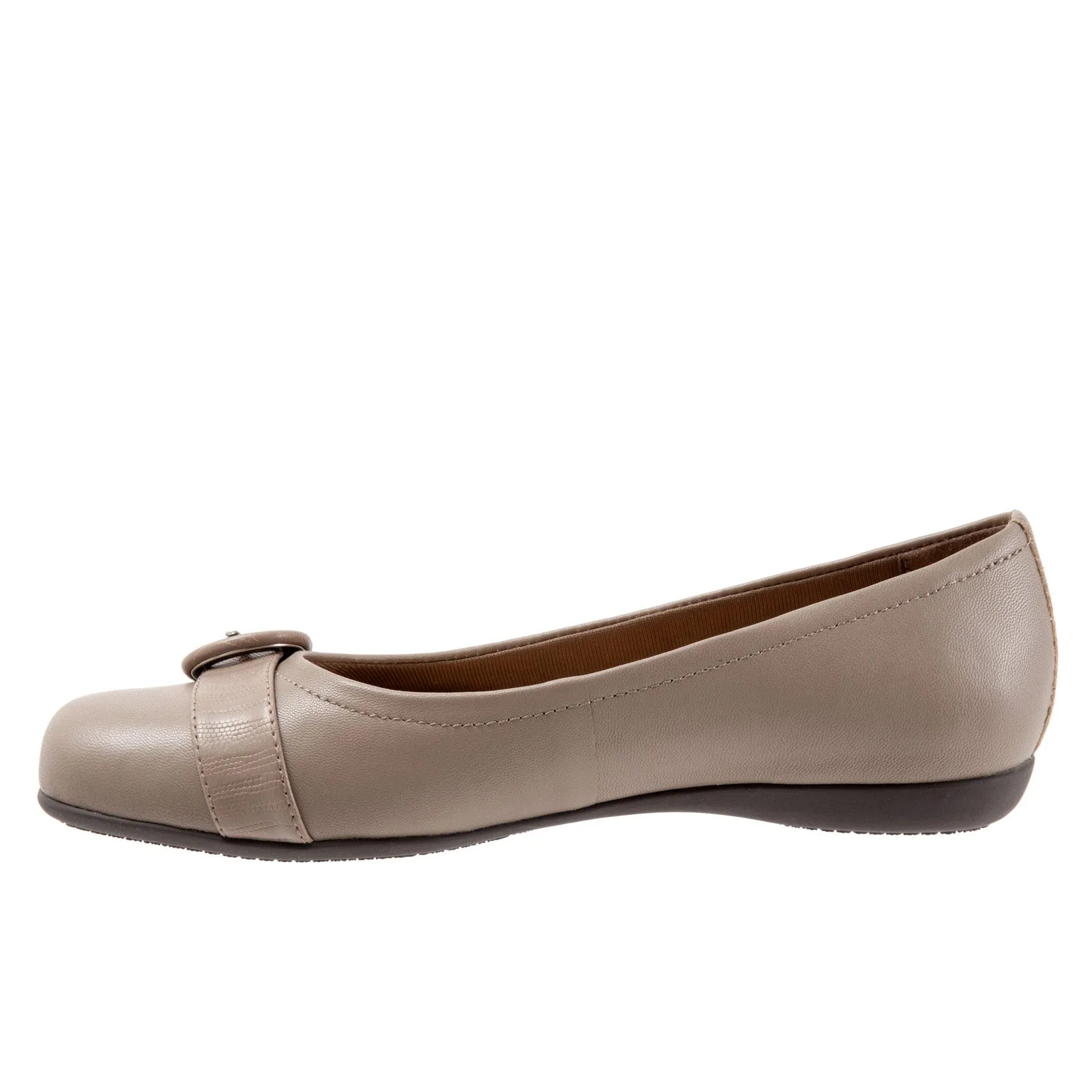 Trotters Sylvia T2166-117 Womens Gray Extra Wide Leather Ballet Flats Shoes
