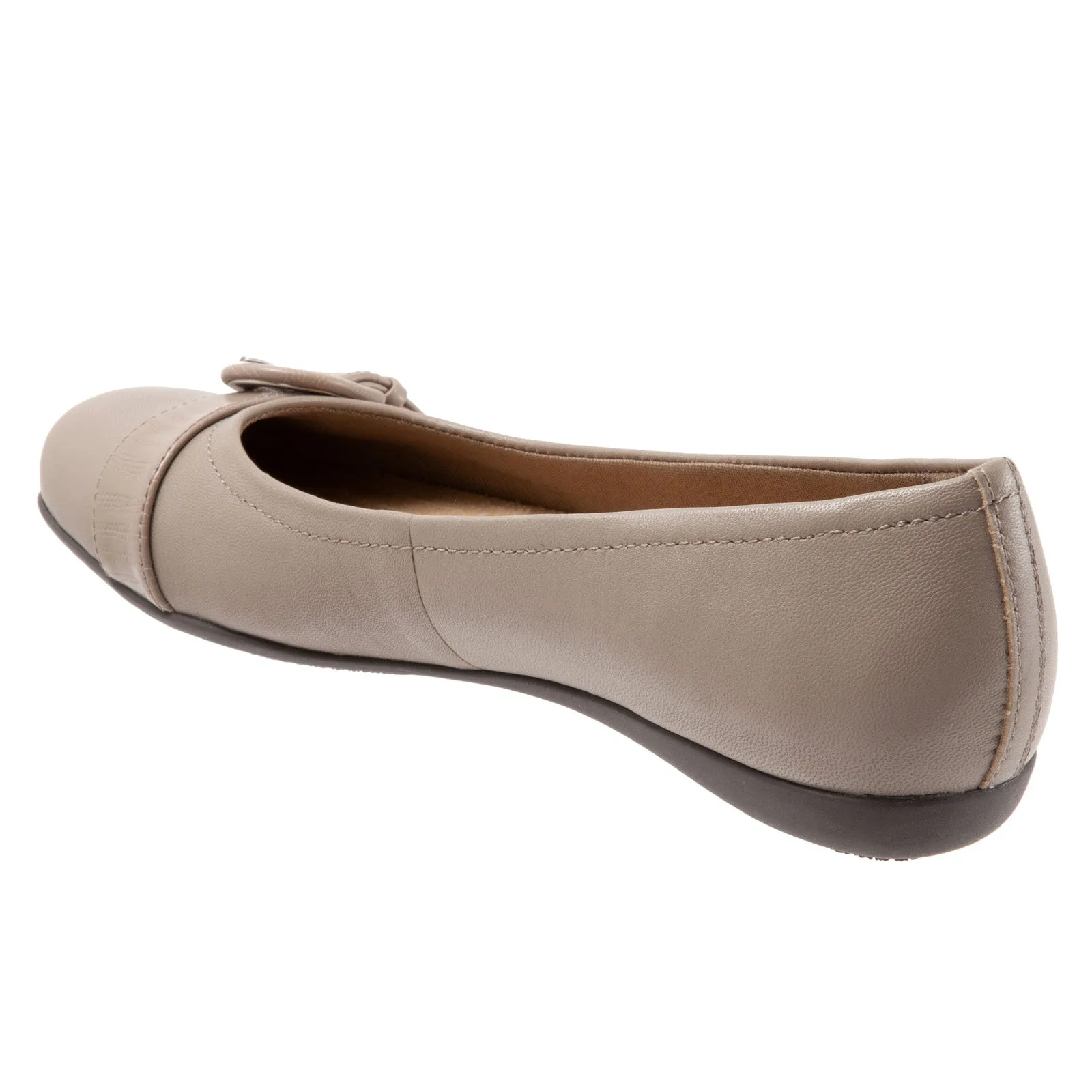 Trotters Sylvia T2166-117 Womens Gray Extra Wide Leather Ballet Flats Shoes
