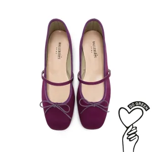 TT GO GREEN Collection - Fuchsia Satin Mary Jane Ballet Flats in ECO Fabric