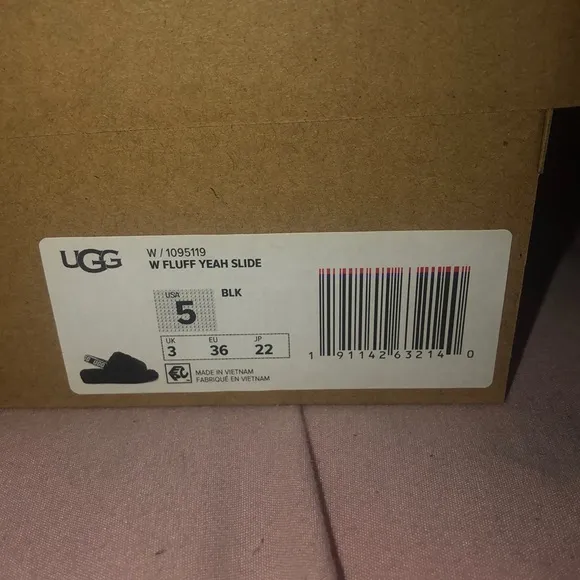Ugg black fluff fur slides size 5 women brand new with box