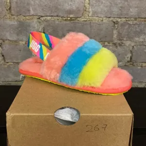 UGG Toddler Fluff Yeah Slides- Peach Bliss Multi