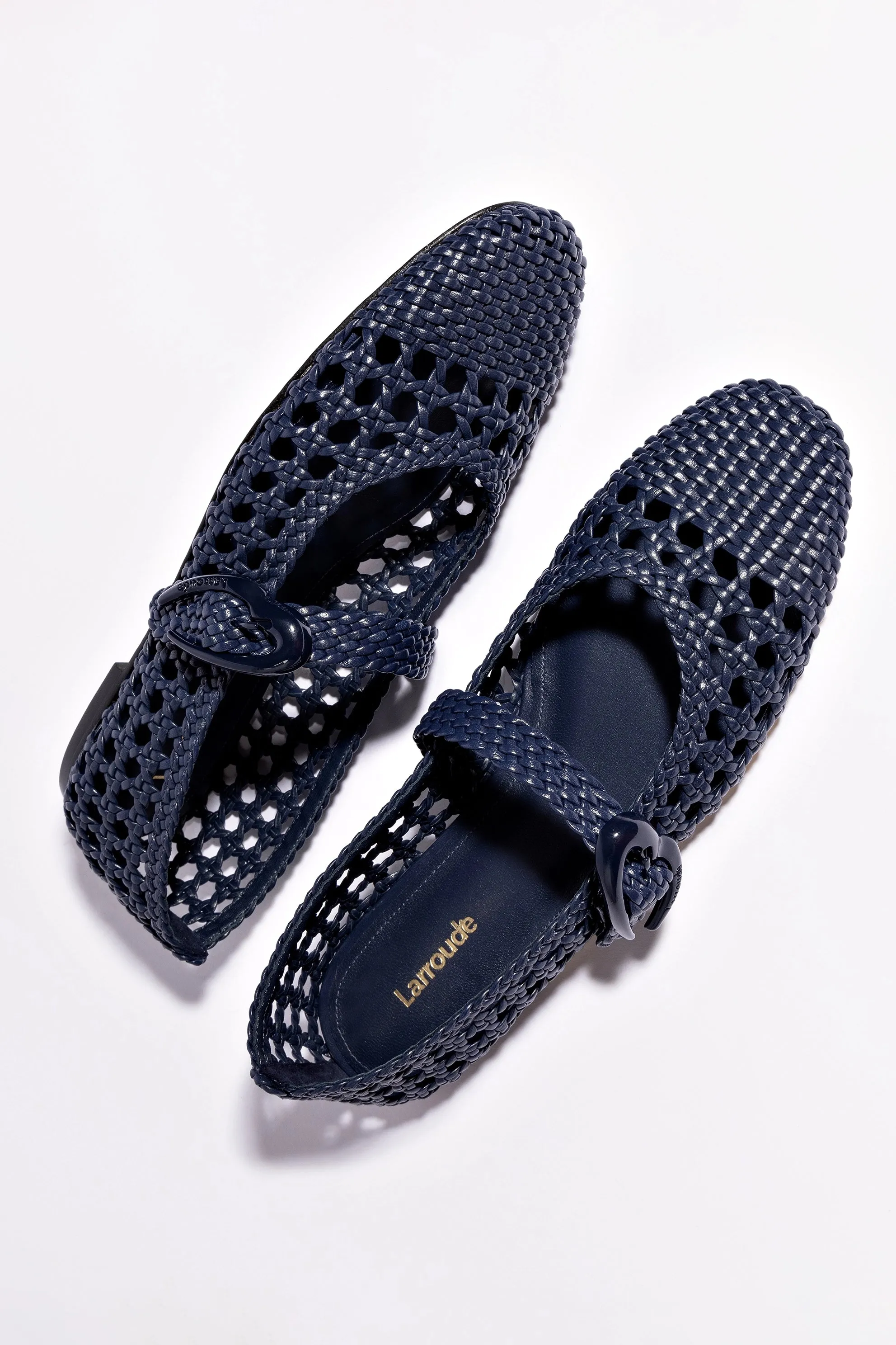 Verona Macrame Ballet Flat In Navy Leather