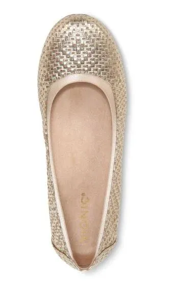 Vionic Gold Leather Anita Flat Womens Ballet Flats