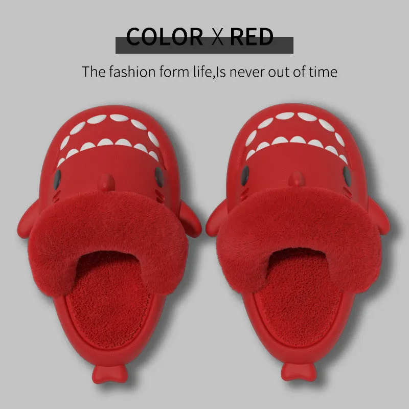 Winter Shark Slippers Detachable Warm Fuzzy Slippers, Bedroom House Shoes for Women