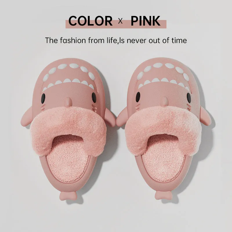 Winter Shark Slippers Detachable Warm Fuzzy Slippers, Bedroom House Shoes for Women