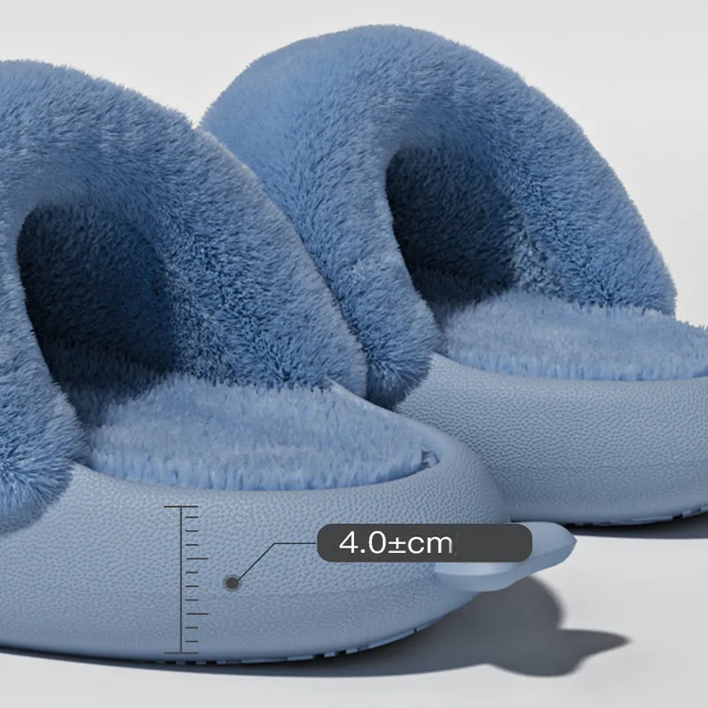 Winter Shark Slippers Detachable Warm Fuzzy Slippers, Bedroom House Shoes for Women