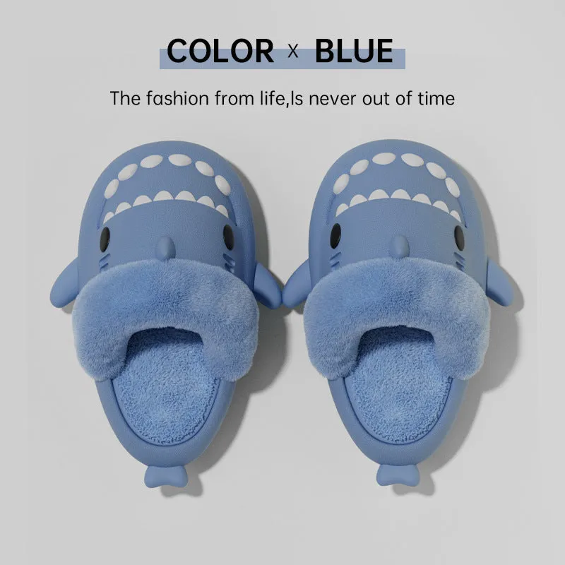 Winter Shark Slippers Detachable Warm Fuzzy Slippers, Bedroom House Shoes for Women