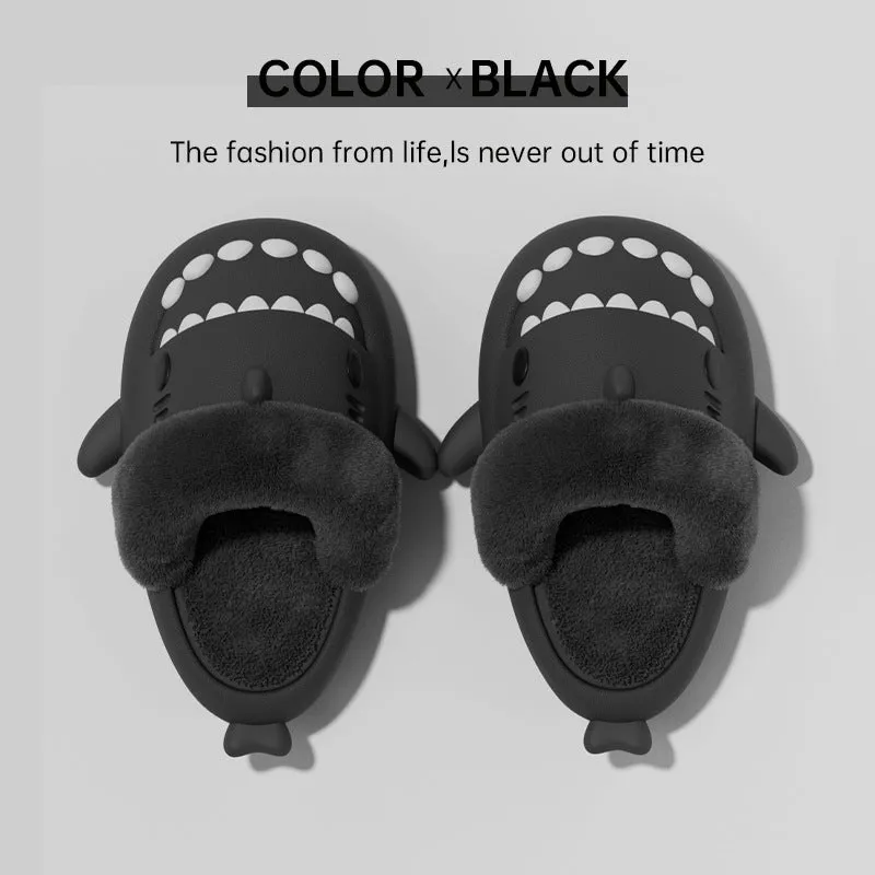 Winter Shark Slippers Detachable Warm Fuzzy Slippers, Bedroom House Shoes for Women