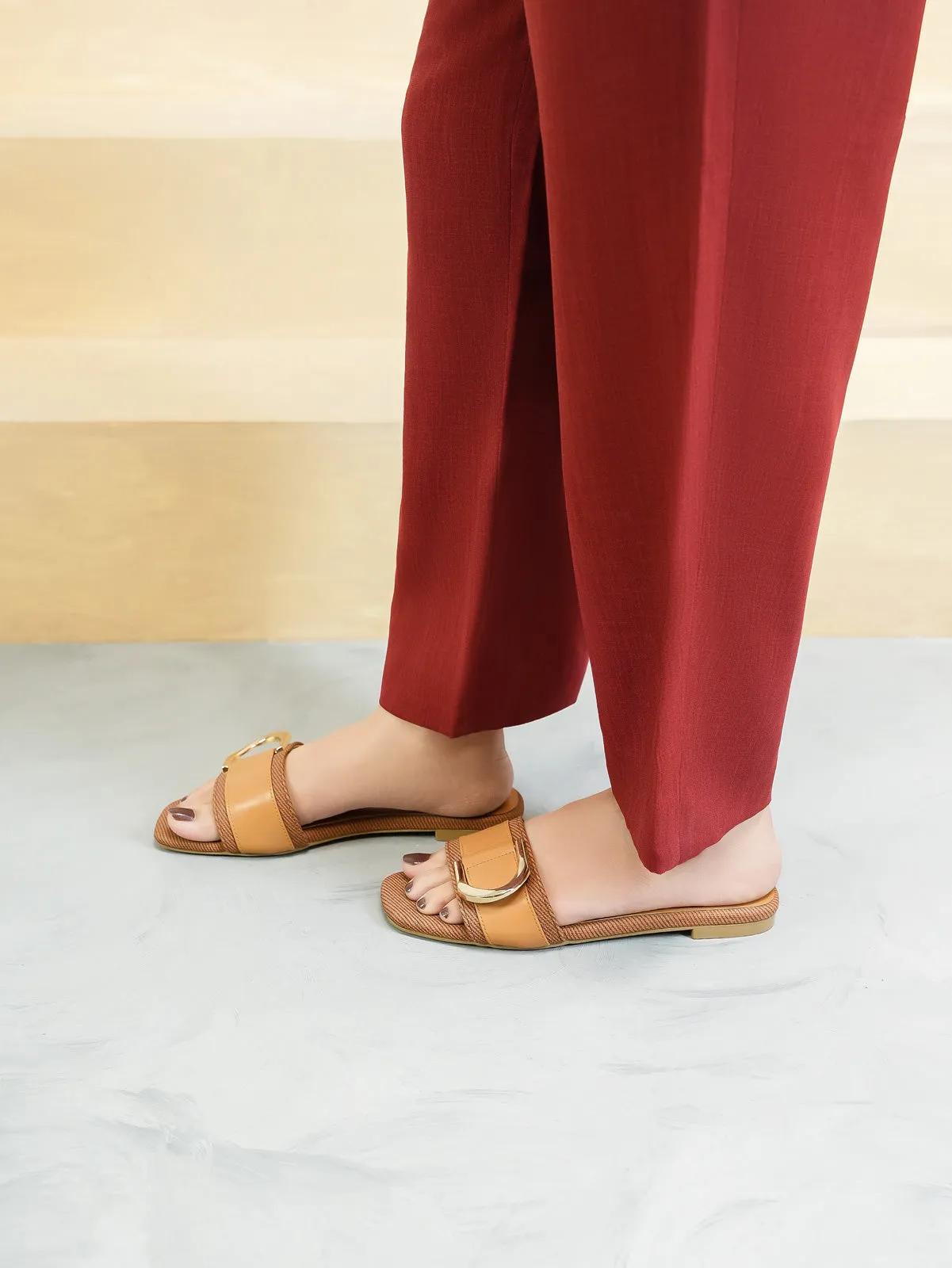 Women "MATTEO" Buckled Detailing Slippers
