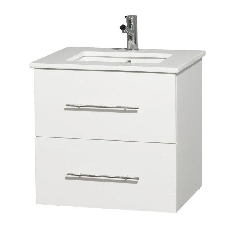 Wyndham Collection Centra 24" Single Bathroom Vanity for Undermount Sinks - Matte White WC-WHE009-24-SGL-VAN-WHT-