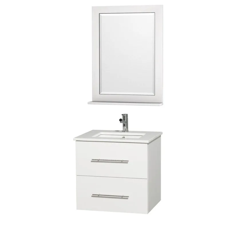 Wyndham Collection Centra 24" Single Bathroom Vanity for Undermount Sinks - Matte White WC-WHE009-24-SGL-VAN-WHT-