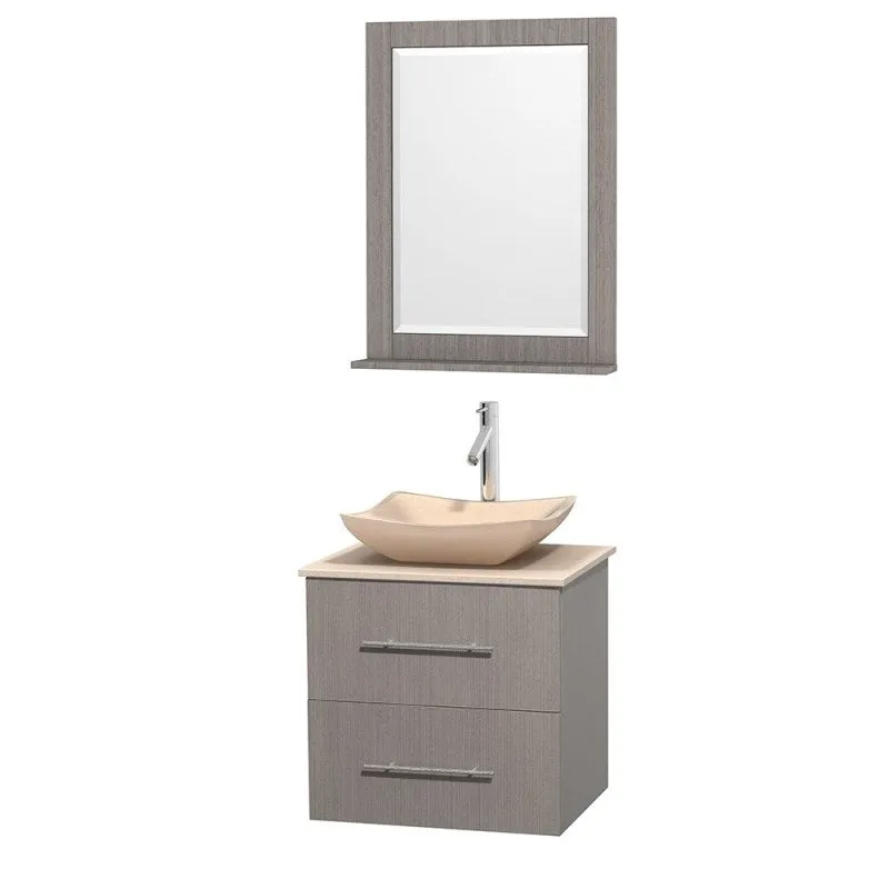 Wyndham Collection Centra 24" Single Bathroom Vanity Set for Vessel Sink - Gray Oak WC-WHE009-24-SGL-VAN-GRO