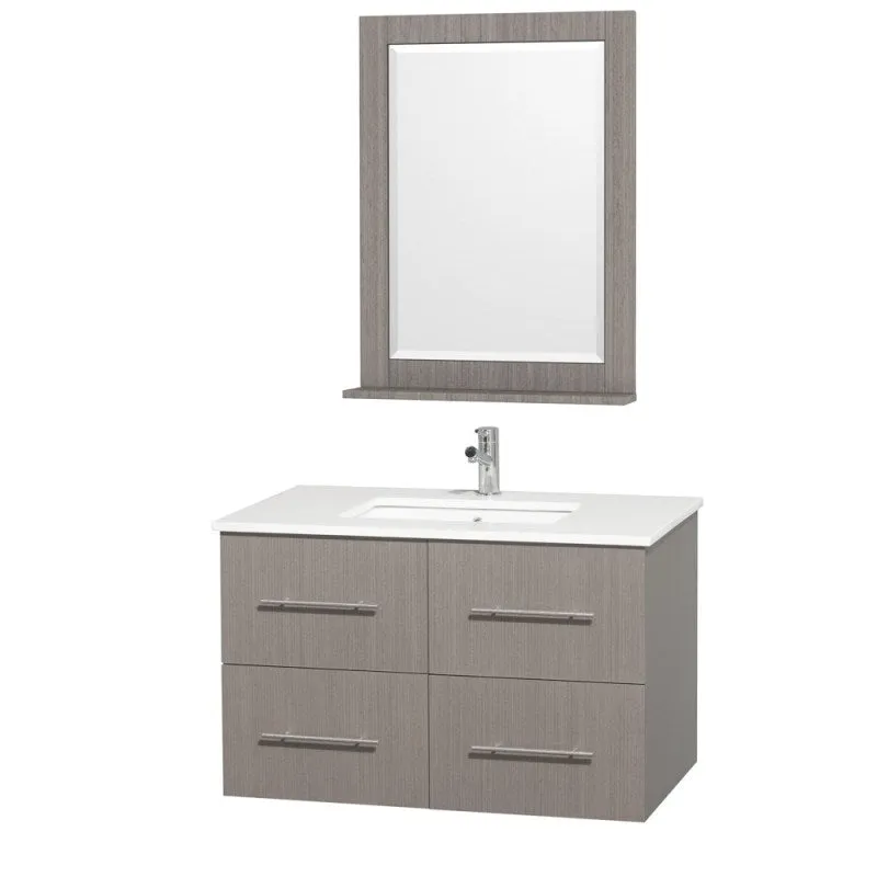 Wyndham Collection Centra 36" Single Bathroom Vanity for Undermount Sinks - Gray Oak WC-WHE009-36-SGL-VAN-GRO-