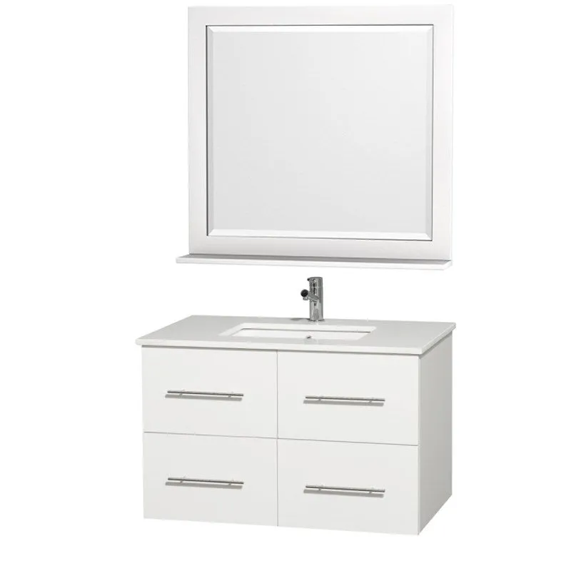 Wyndham Collection Centra 36" Single Bathroom Vanity for Undermount Sinks - Matte White WC-WHE009-36-SGL-VAN-WHT-