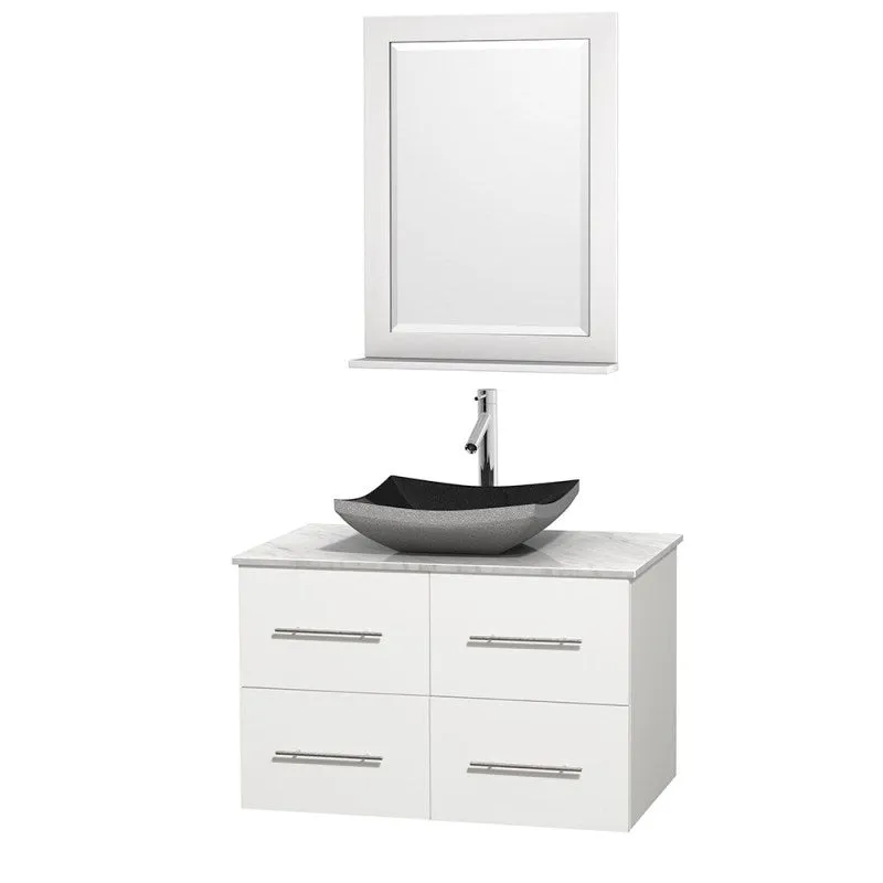 Wyndham Collection Centra 36" Single Bathroom Vanity Set for Vessel Sink - Matte White WC-WHE009-36-SGL-VAN-WHT