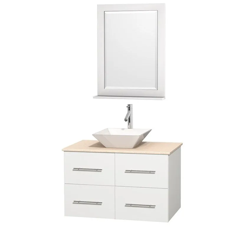 Wyndham Collection Centra 36" Single Bathroom Vanity Set for Vessel Sink - Matte White WC-WHE009-36-SGL-VAN-WHT